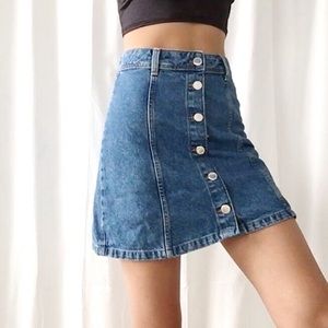 Denim Button Mini Skirt